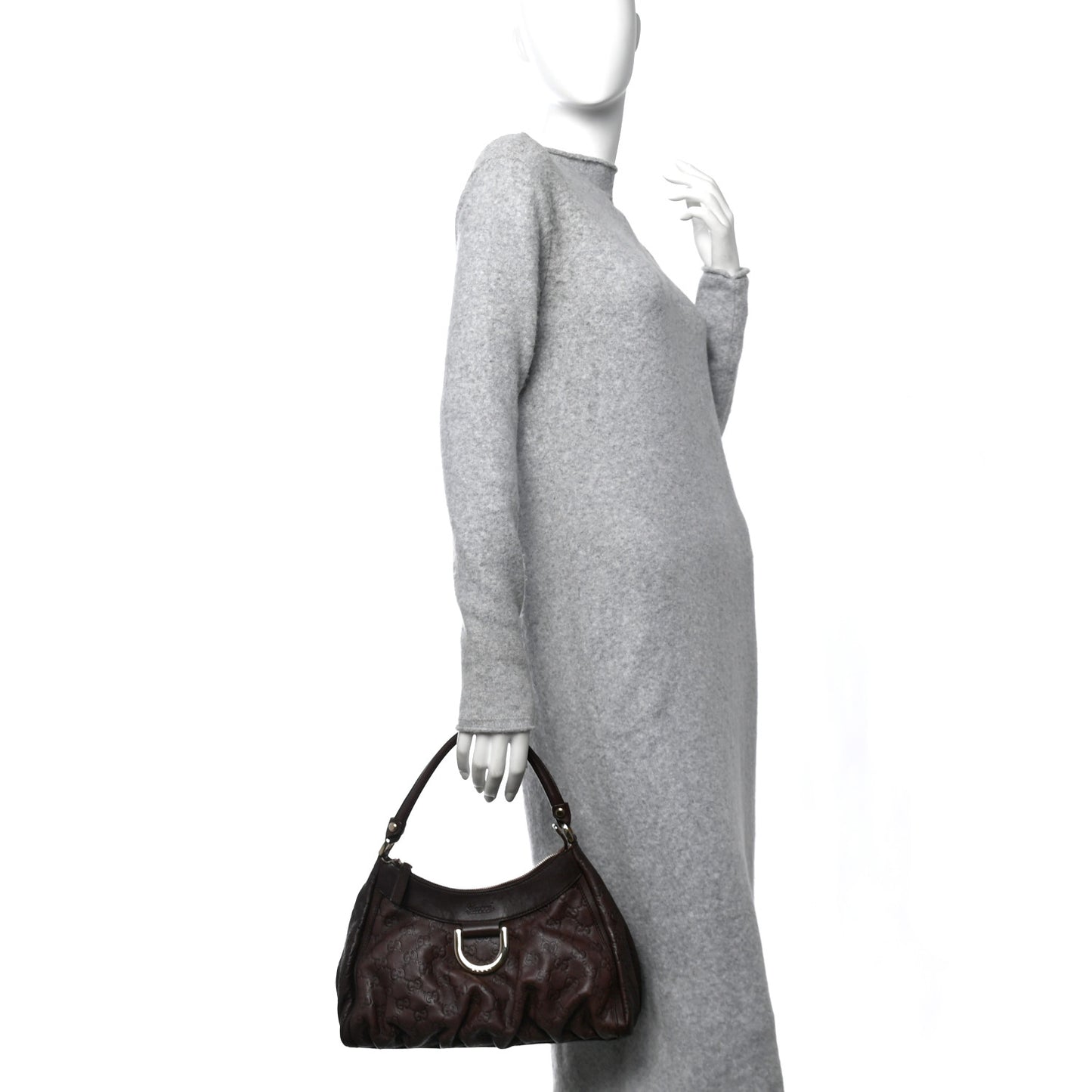 Guccissima Small D Gold Ring Shoulder Bag Chocolate Brown