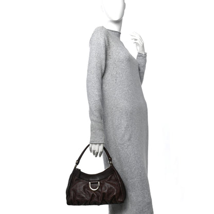 Gucci Guccissima Small D Gold Ring Shoulder Bag Chocolate Brown 3 of 14