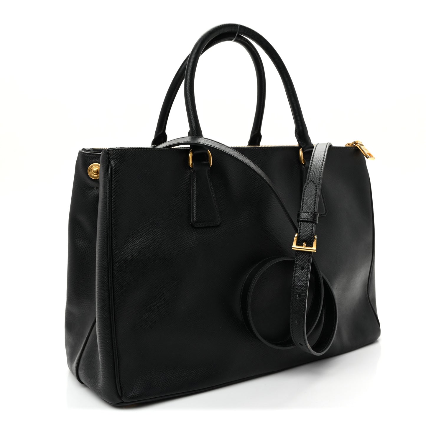 Saffiano Lux Medium Galleria Double Zip Tote Black