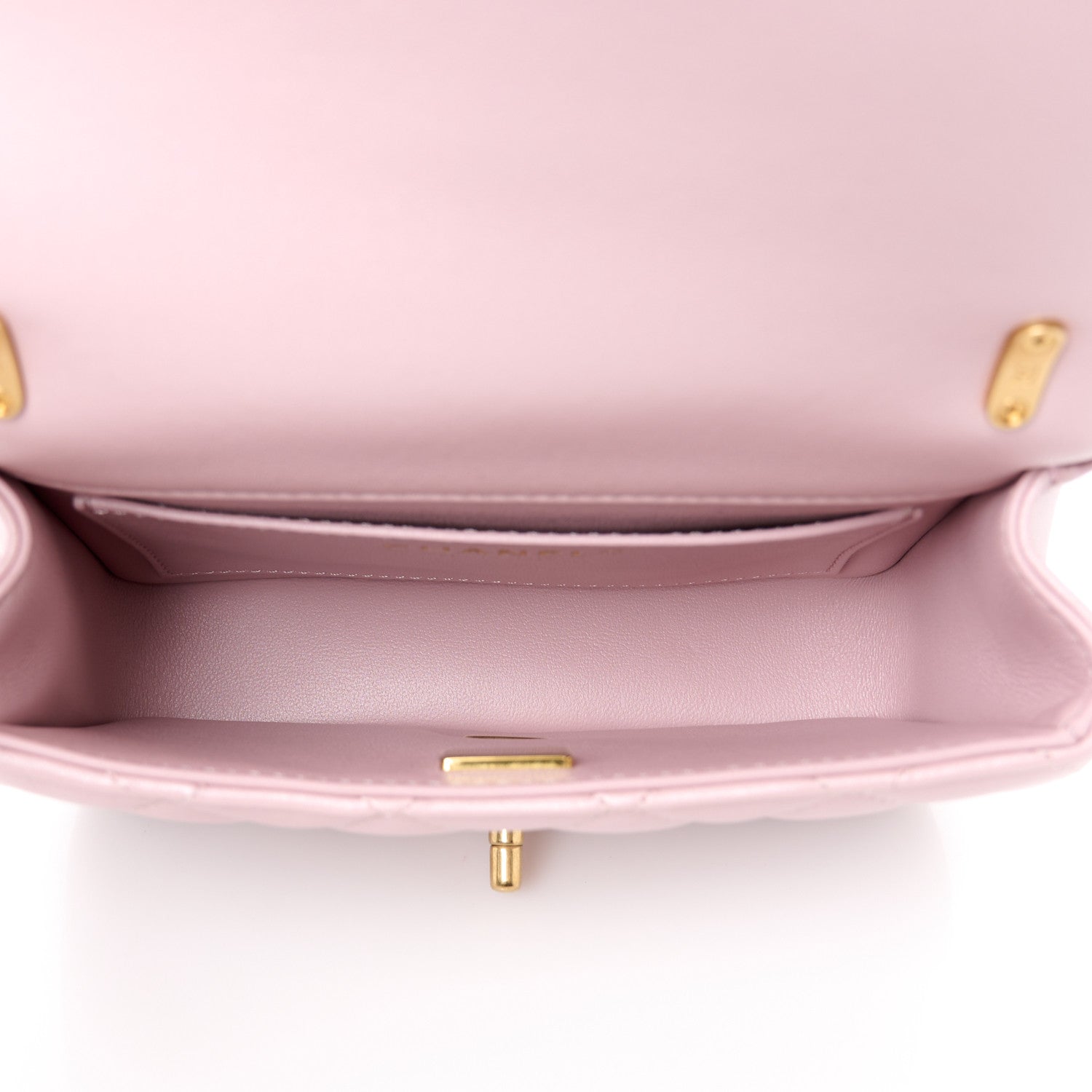 Chanel Shiny Lambskin Quilted Pearl Twist Mini Square Flap Light Pink 5 of 12