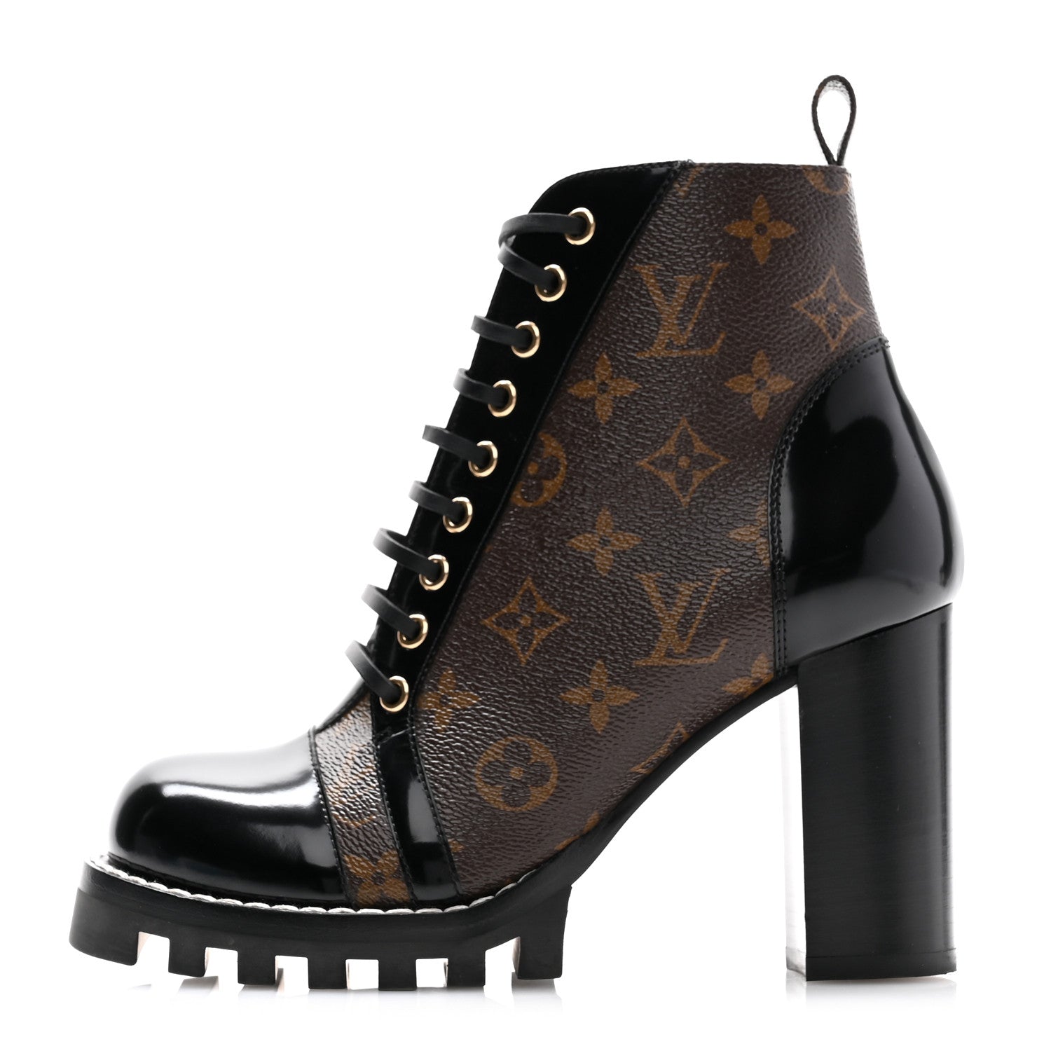 Louis Vuitton Patent Calfskin Monogram Star Trail Ankle Boots 38 Black 1 of 10