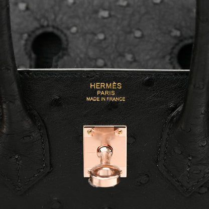 Hermes Ostrich Birkin 25 Black 6 of 11