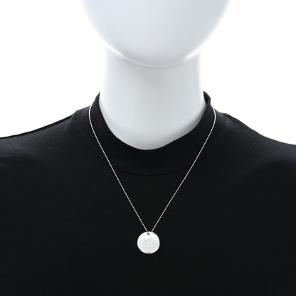 Tiffany Sterling Silver Letter M Disc Pendant Necklace 3 of 5