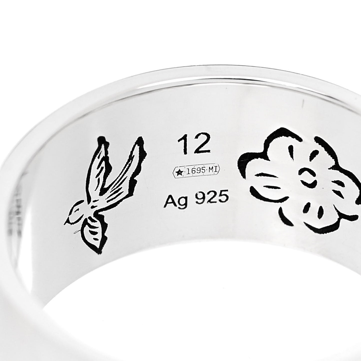 Sterling Silver Wide Blind for Love Band Ring 52 6