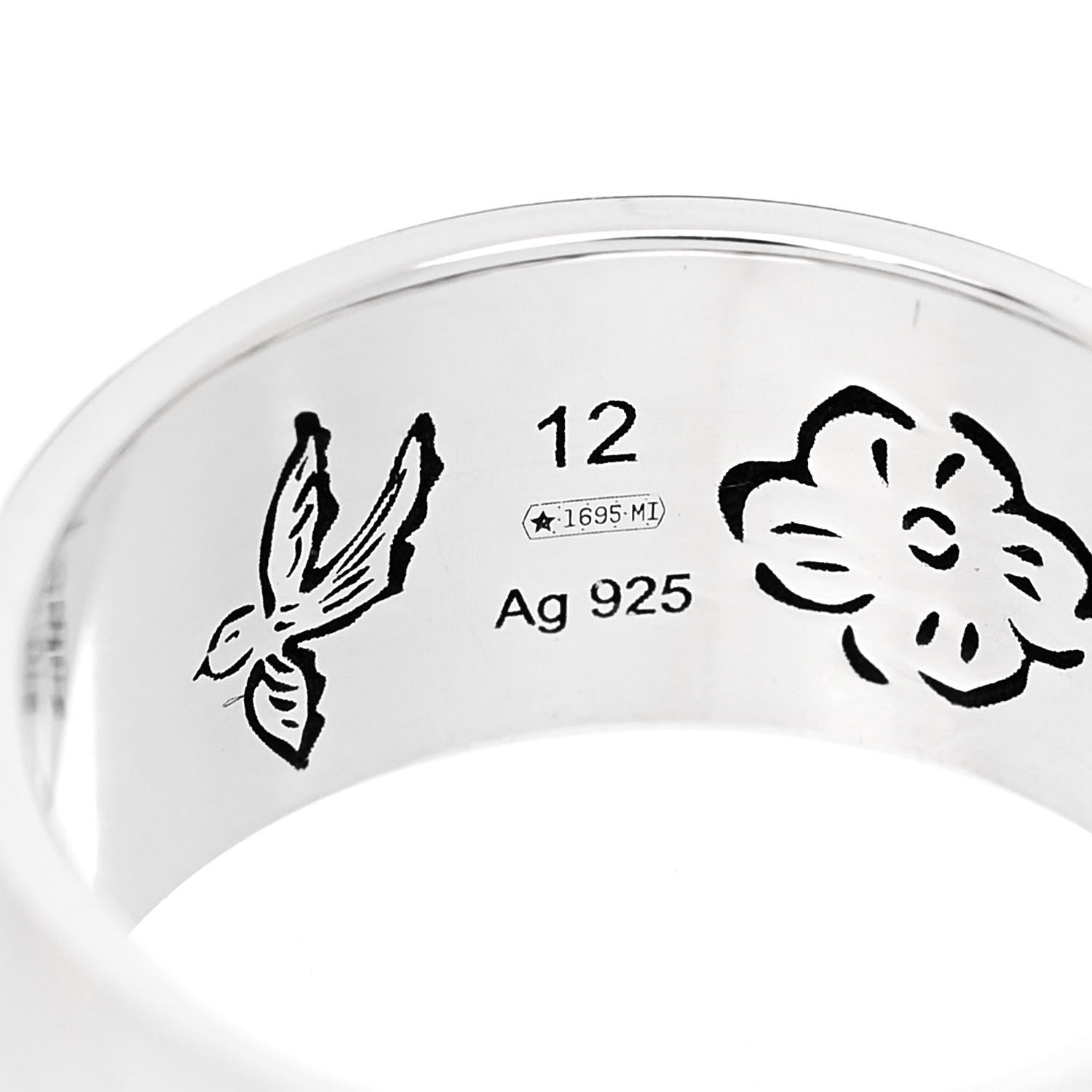 Gucci Sterling Silver Wide Blind for Love Band Ring 52 6 5 of 5