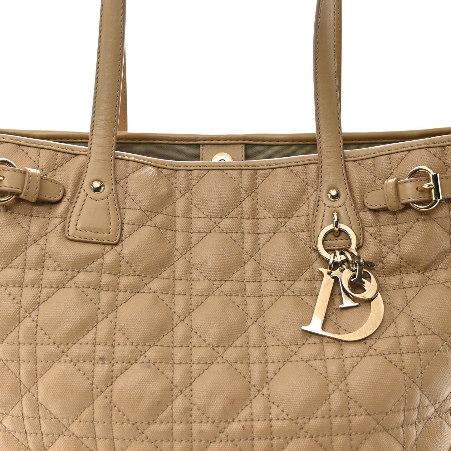 Coated Canvas Cannage Small Panarea Tote Beige
