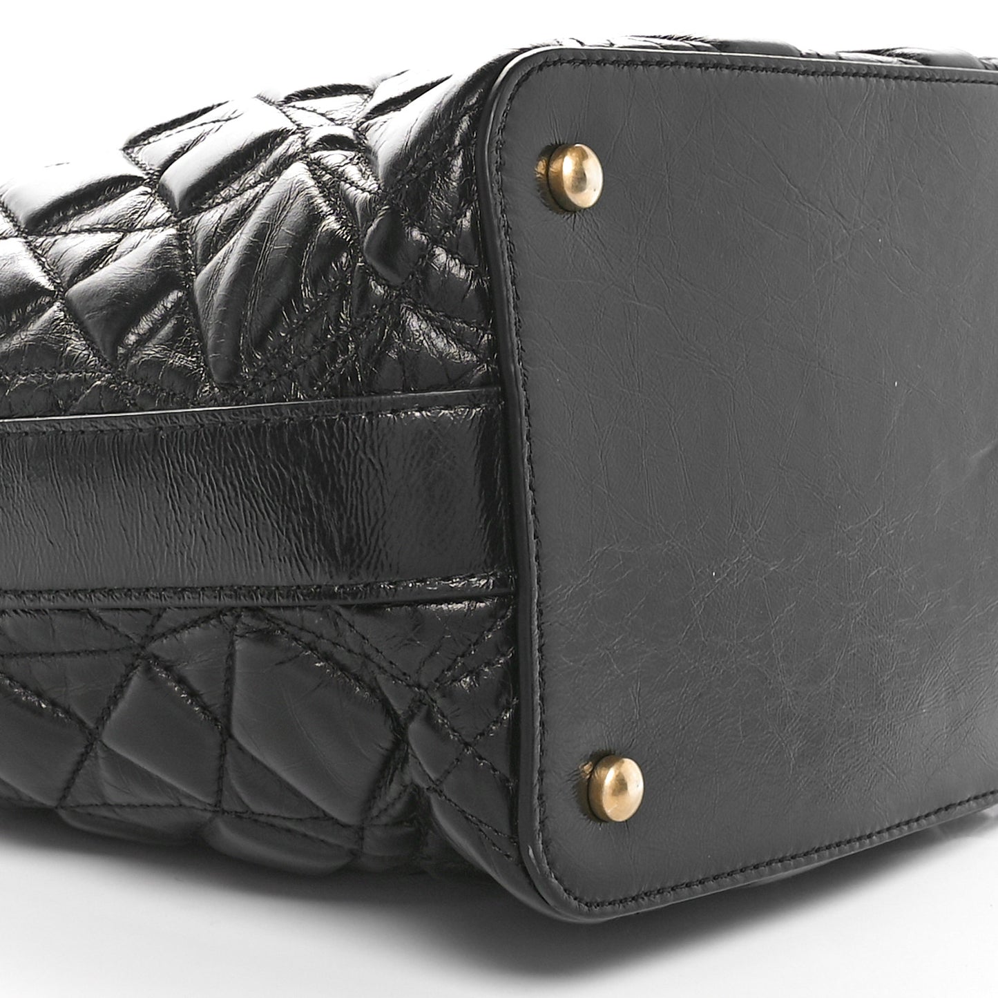 Glazed Calfskin Quilted State Of The Art Hobo Black