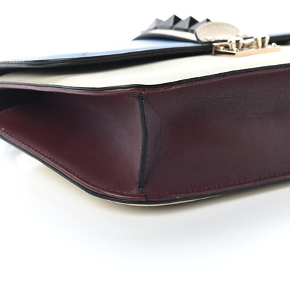 Valentino Garavani Vitello Tri-Color Medium Glam Lock Rockstud Flap Blue White Burgundy 7 of 8