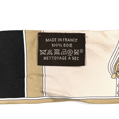Hermes Silk Camails Twilly Scarf Beige Black Rose Pale 4 of 4