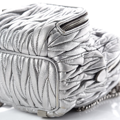 Miu Miu Metallic Nappa Matelasse Lux Mini Backpack Cromo 6 of 10