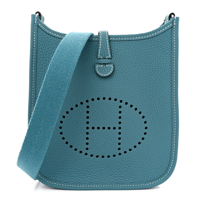 Hermes Taurillon Clemence Evelyne TPM New Blue Jean 1 of 11