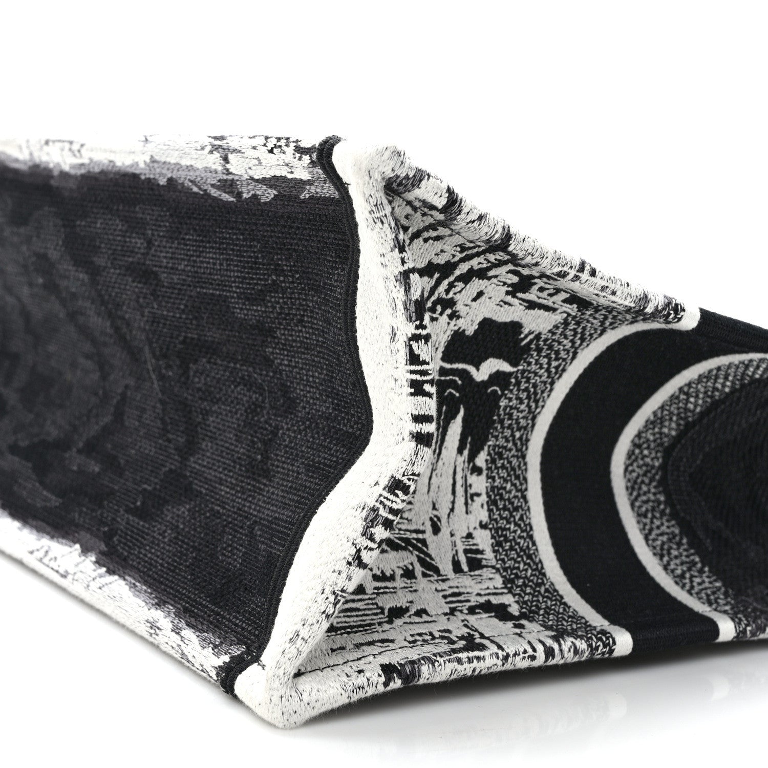 Christian Dior Canvas Embroidered Medium New York Book Tote Black White 9 of 13