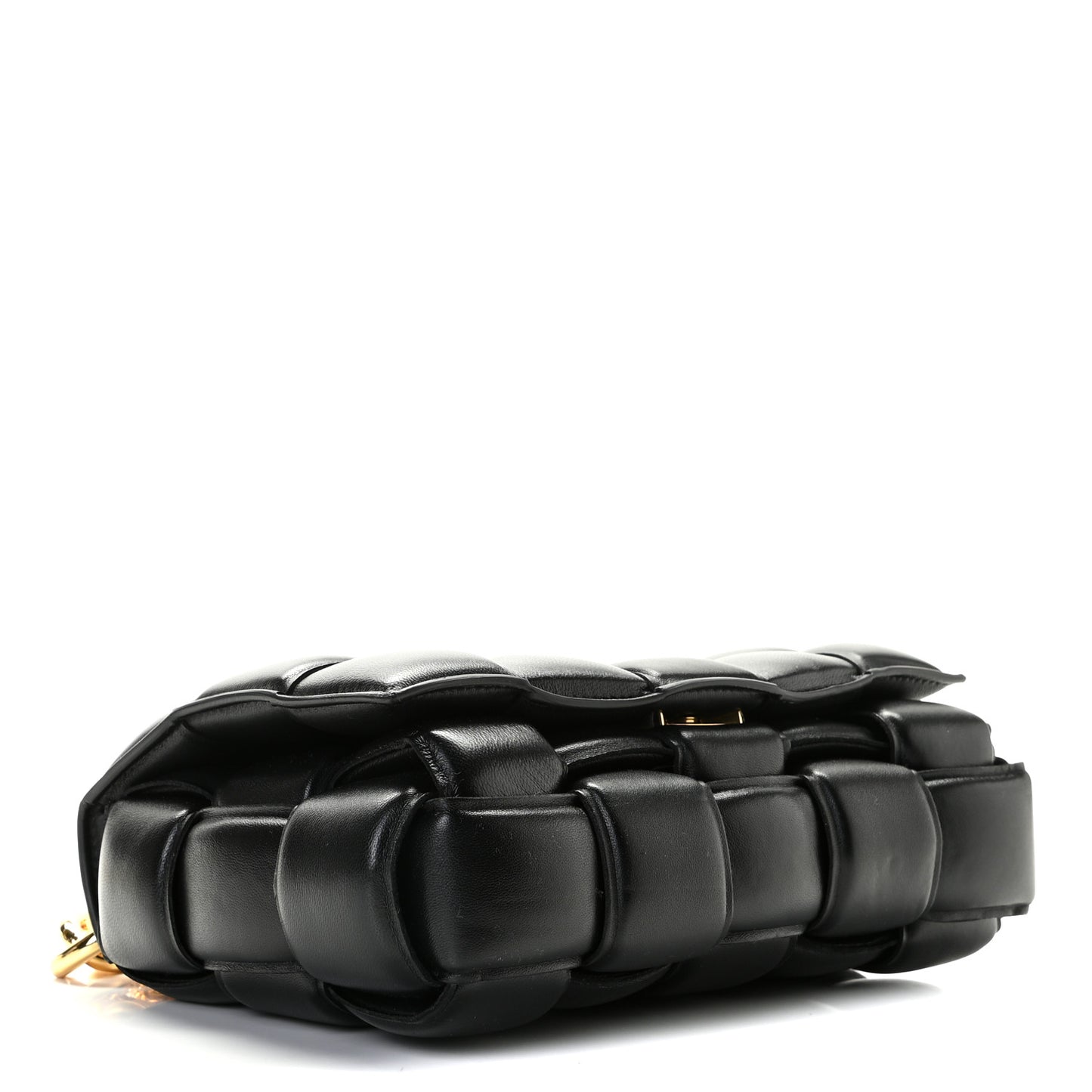 Lambskin Maxi Intreccio Padded Chain Cassette Crossbody Bag Black