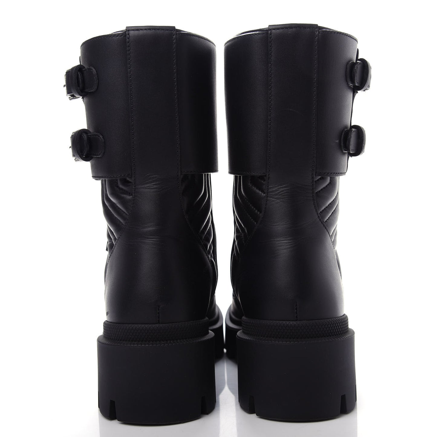 Nappa Frances GG Matelasse Platform Combat Boots 37 Black