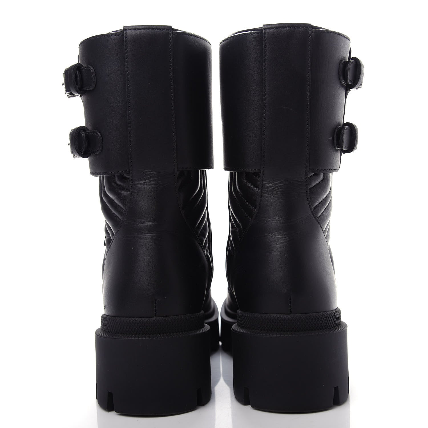 Gucci Nappa Frances GG Matelasse Platform Combat Boots 37 Black 7 of 11