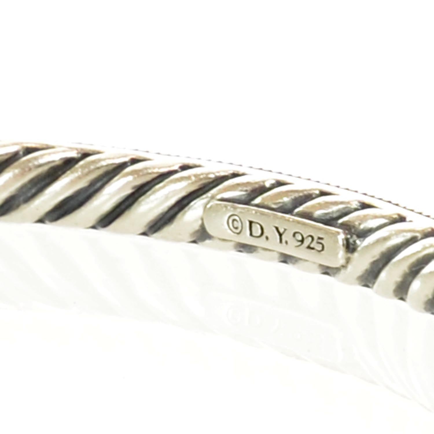 David Yurman Sterling Silver Diamond 4mm Midnight Melange Bangle Bracelet 4 of 6