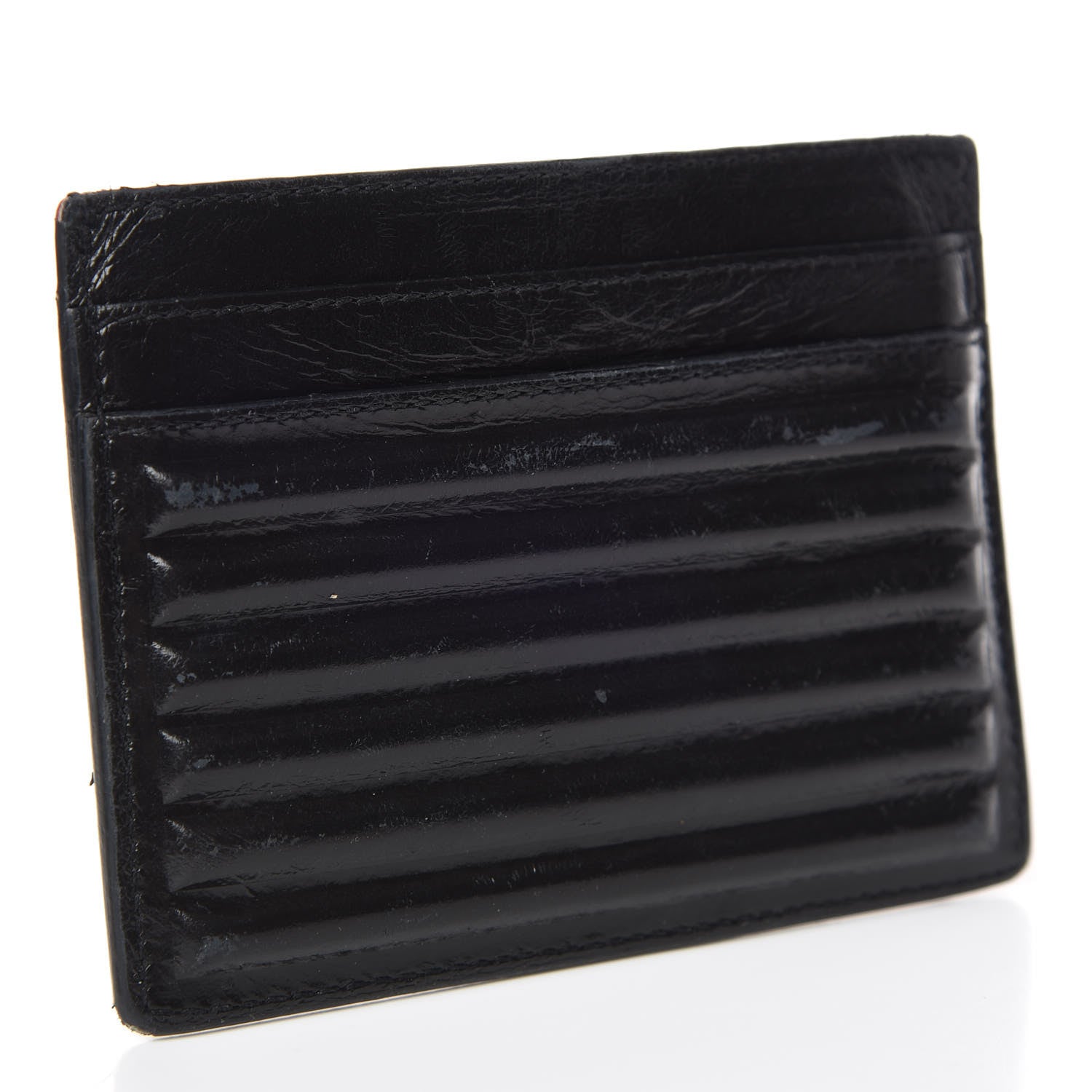 Saint Laurent Ribbed Calfskin Opium Monogram Credit Card Case Black 3 of 12