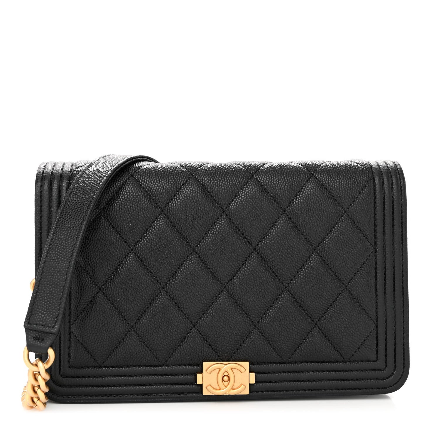 Caviar Quilted Boy Wallet On Chain WOC Black