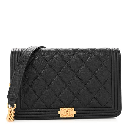 Chanel Caviar Quilted Boy Wallet On Chain WOC Black 1 of 17