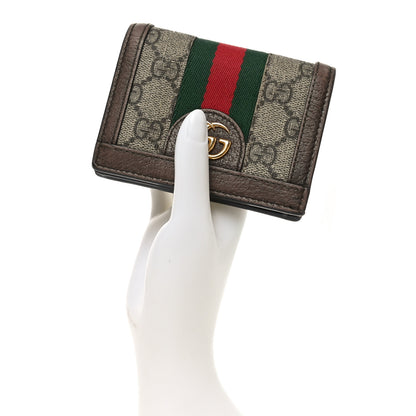 Gucci GG Supreme Monogram Web Ophidia Card Case Beige New Acero 2 of 7