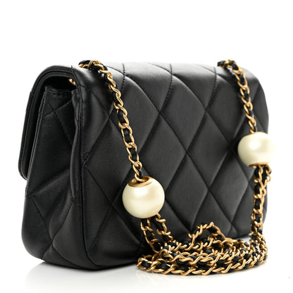 Chanel Lambskin Quilted Pearl Small Flap Black 3 of 10
