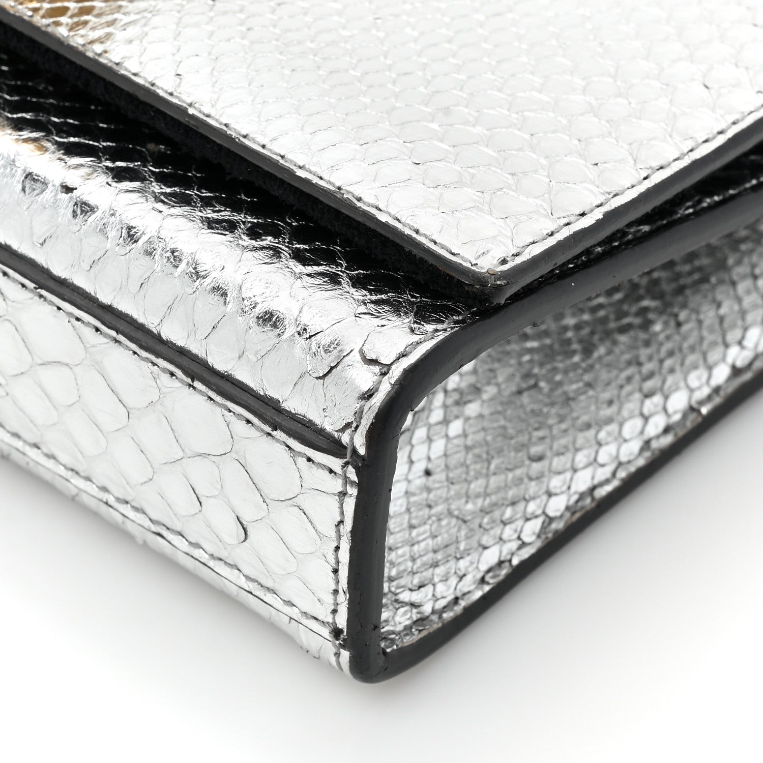 Saint Laurent Metallic Snakeskin Small Classic Monogram Kate Tassel Satchel Silver 9 of 12