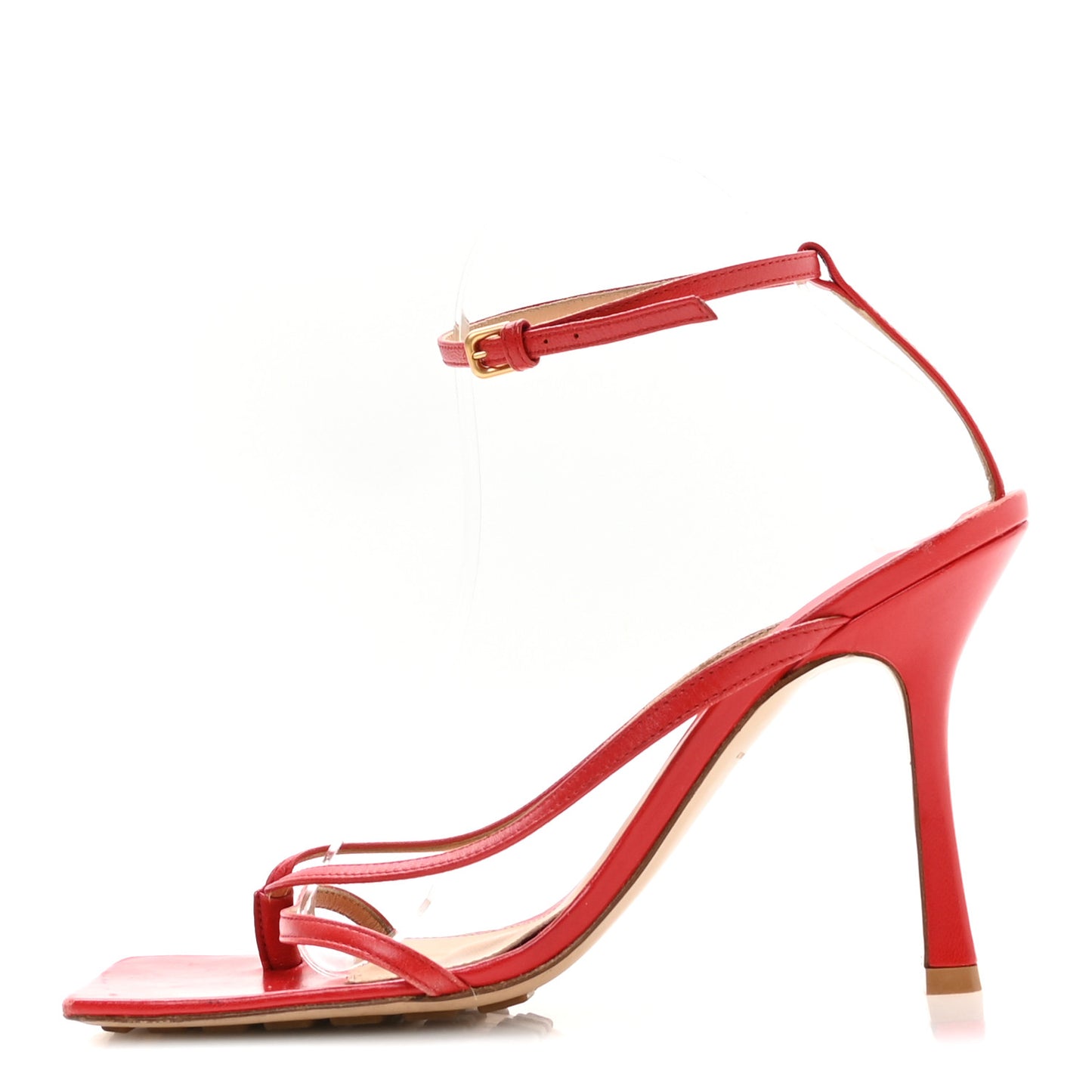 Lambskin Stretch Multi Strap 90mm Sandals 40 Tomato