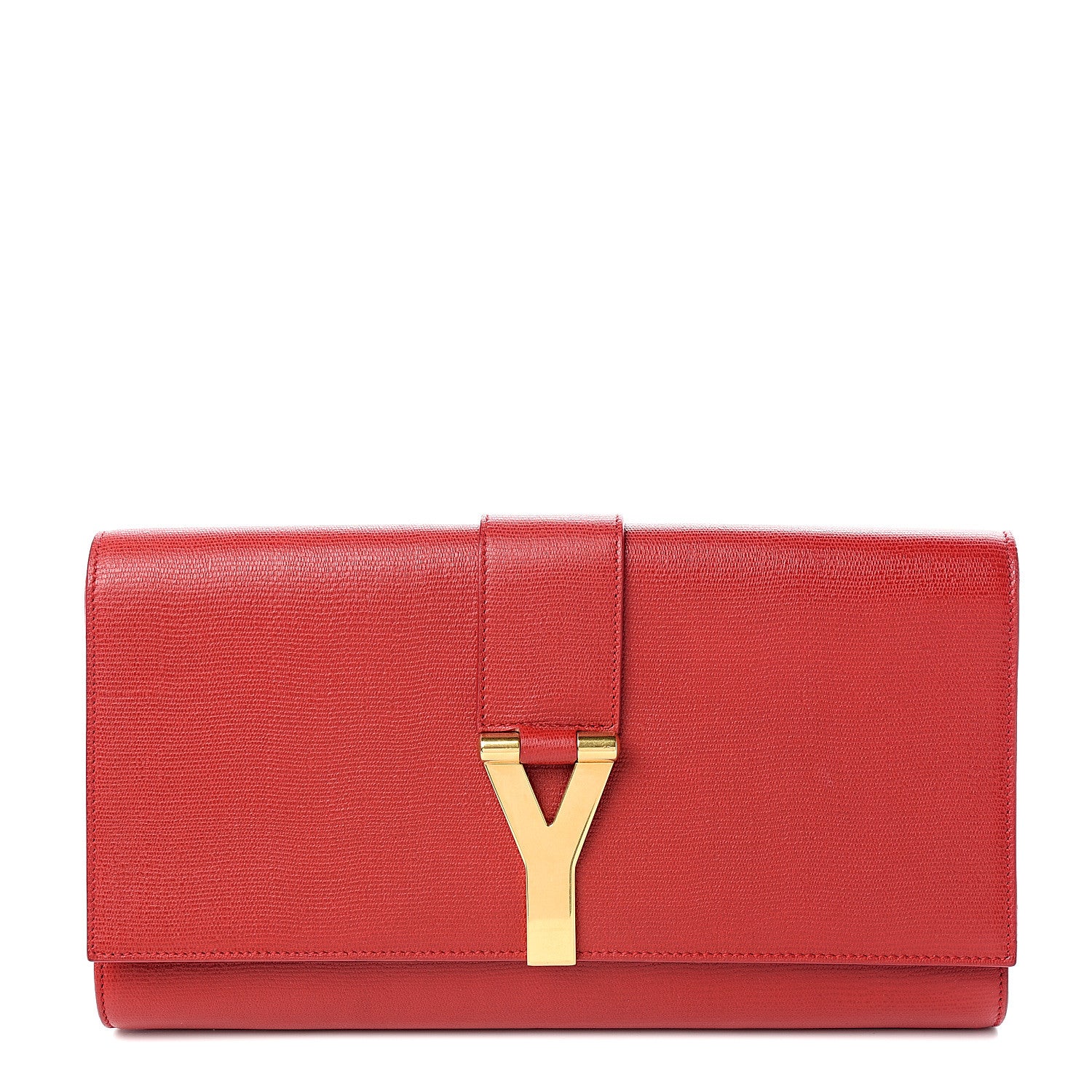 Saint Laurent Calfskin Classic Y Ligne Clutch Red 1 of 9