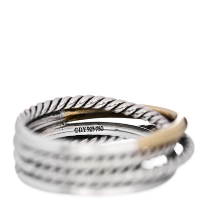 David Yurman Sterling Silver 18K Yellow Gold 7mm Narrow Crossover Ring 51 5.75 4 of 5