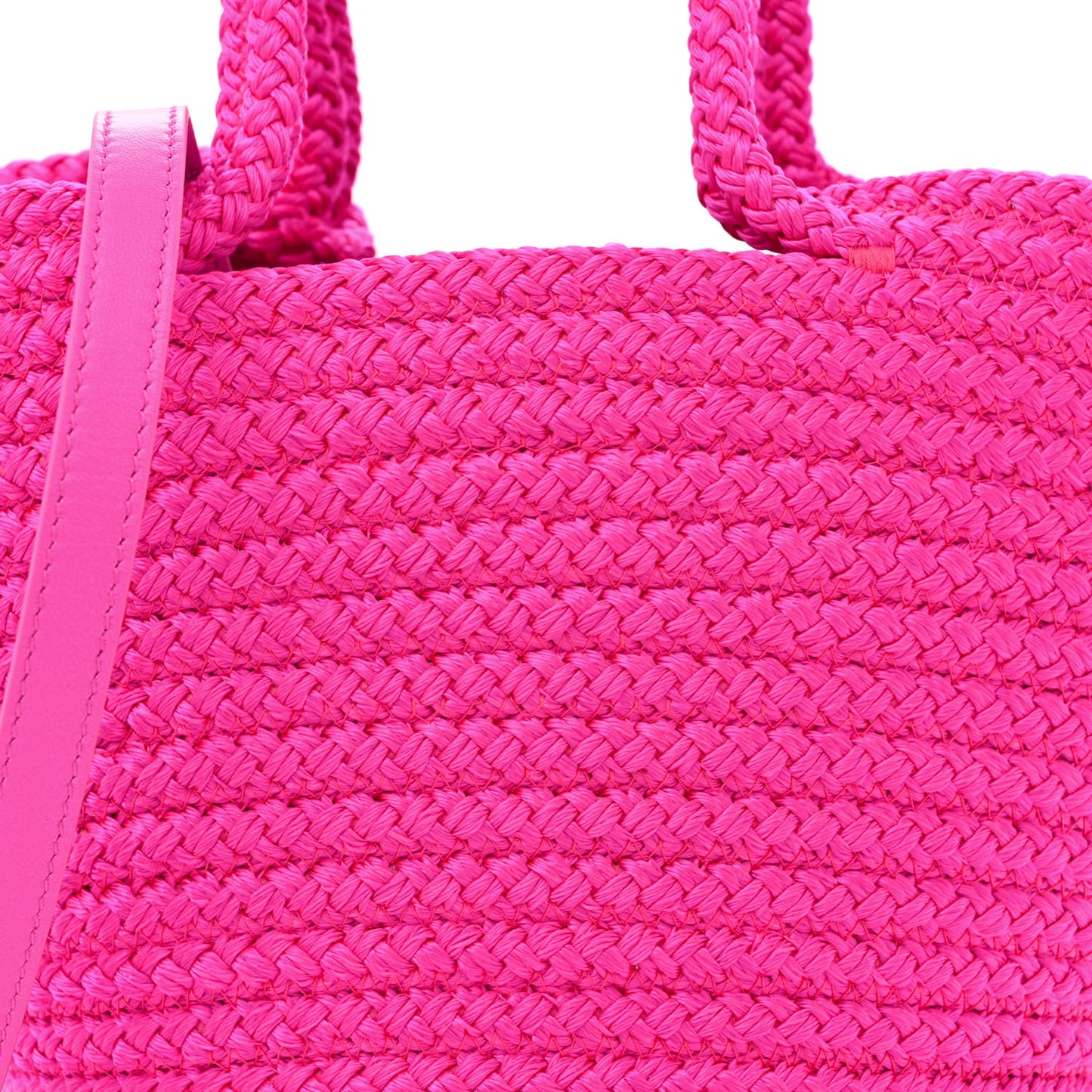 Nylon Lambskin Woven Small Ibiza Basket With Strap Lipstick Pink