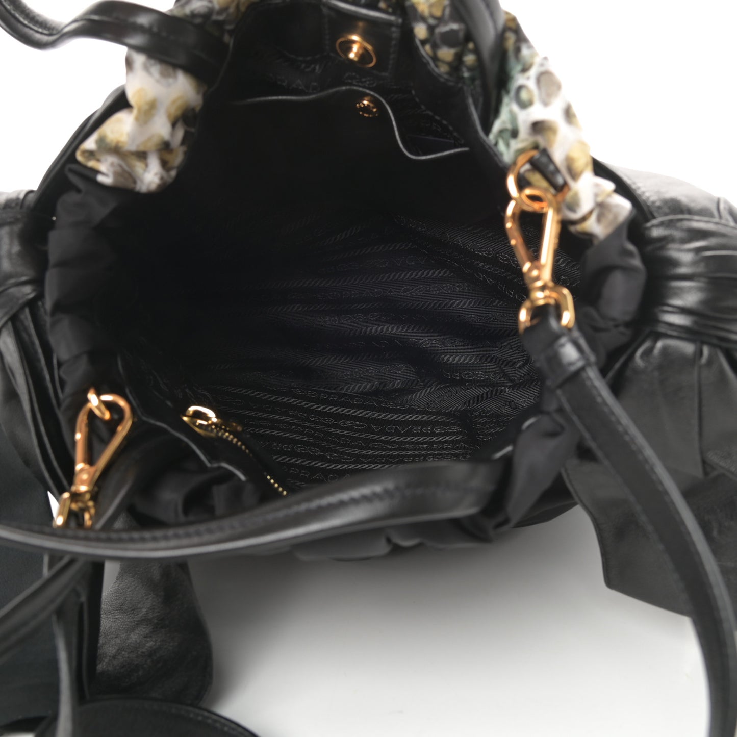 Nylon Python Print Large Bow Bag Verde
