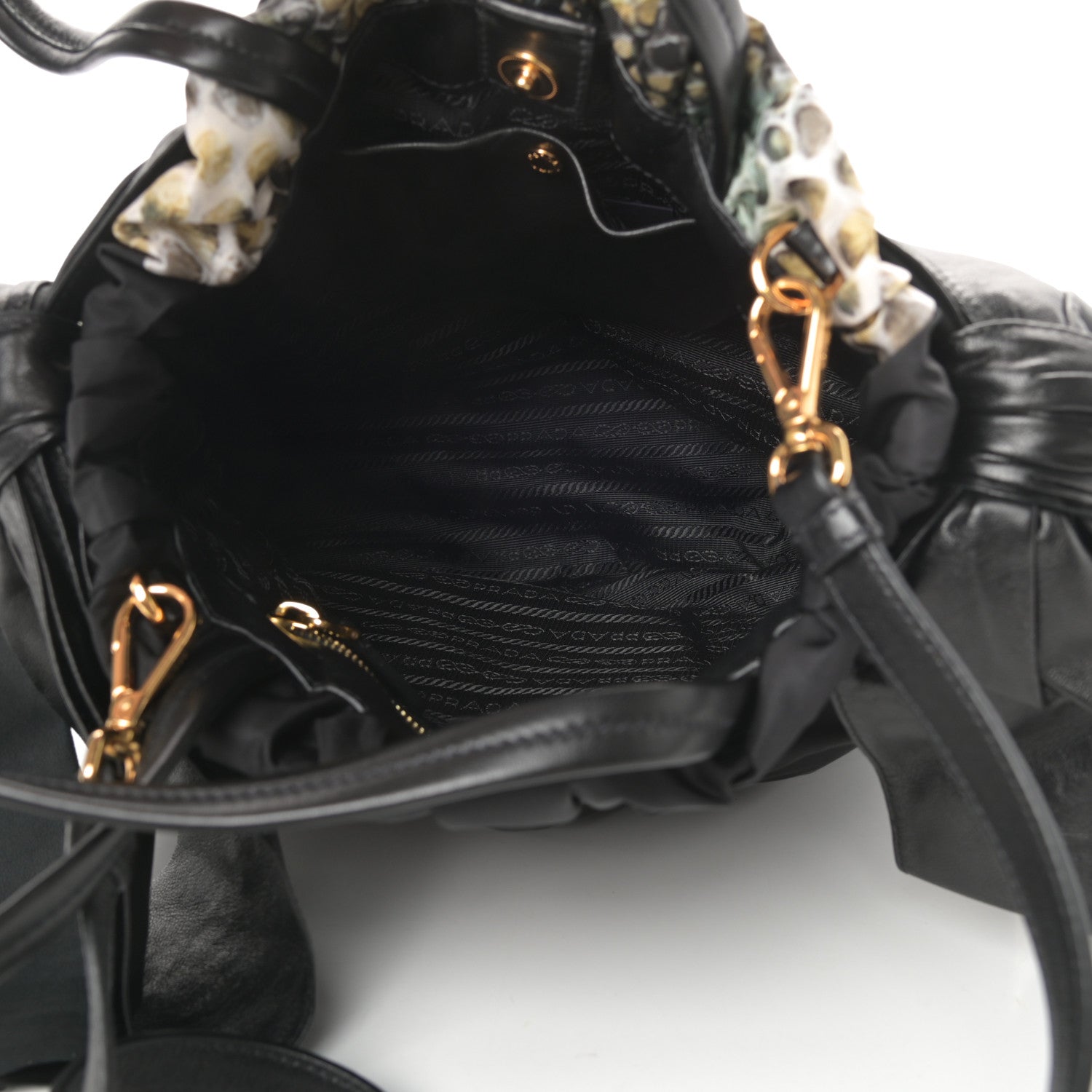 Prada Nylon Python Print Large Bow Bag Verde 5 of 11