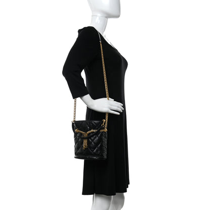 Chanel Lambskin Enamel Quilted Pending CC Bucket Drawstring Bag Black 2 of 11
