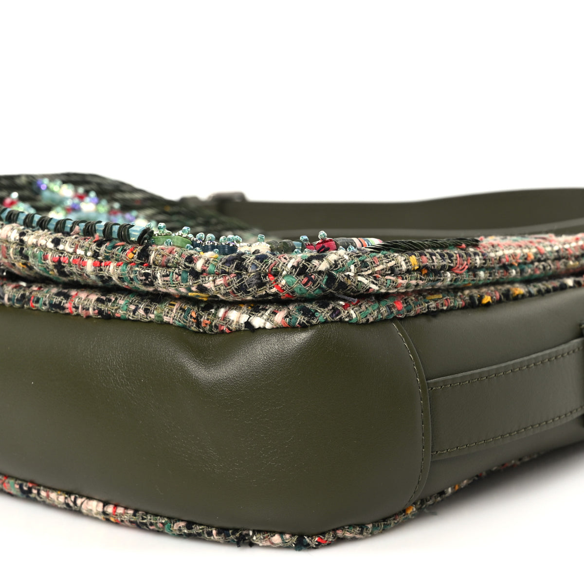 Tweed Sequins Havana Stroll Messenger Khaki