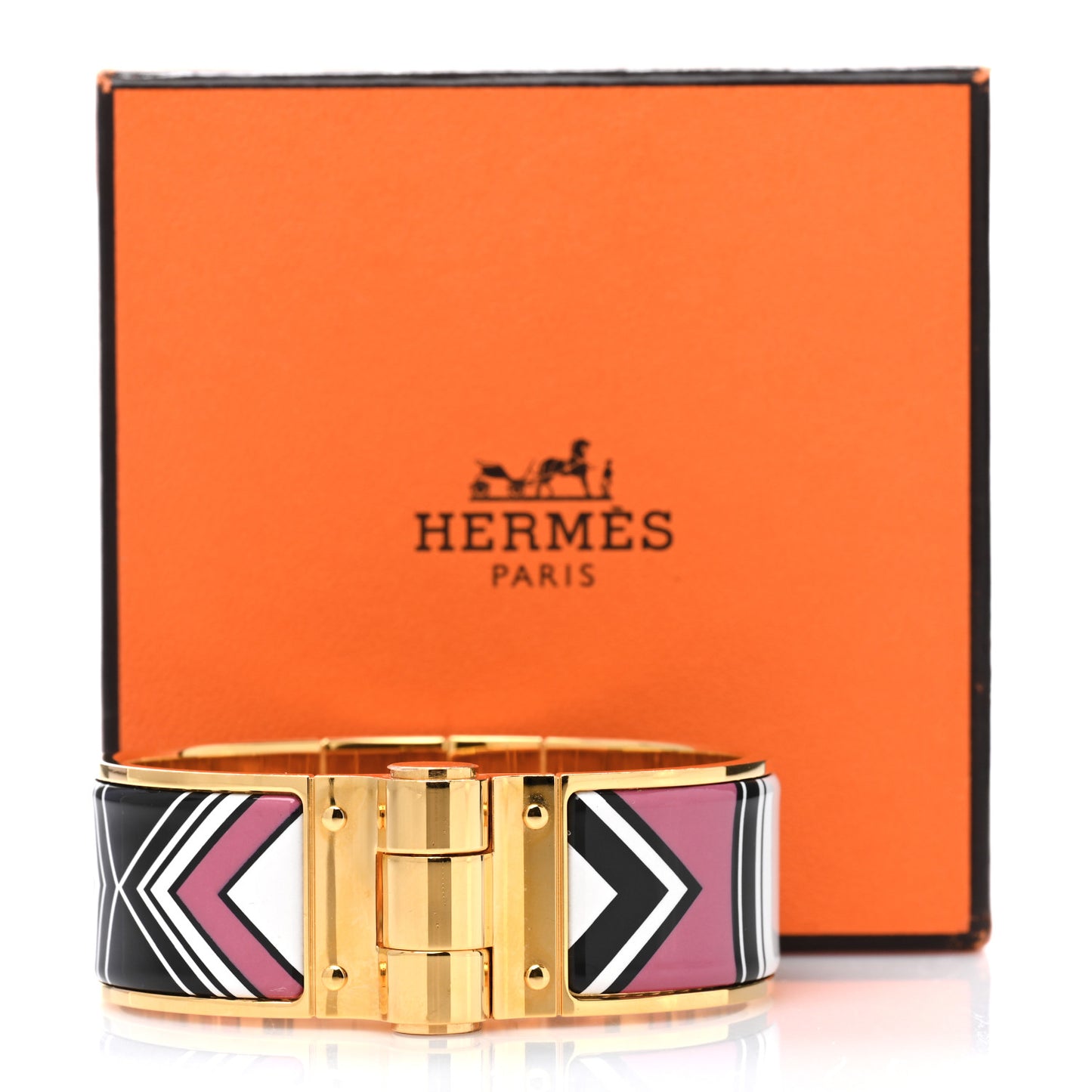 Enamel Printed Charniere Wide Hinged Bracelet S