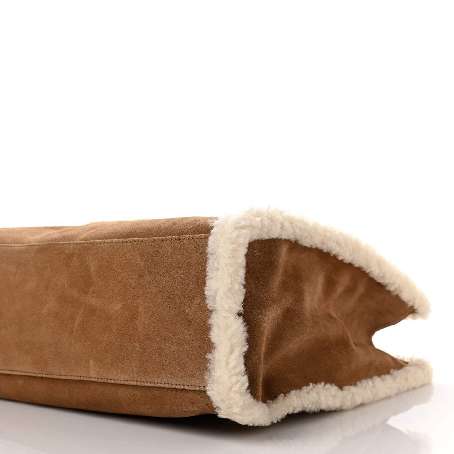 X UGG Suede Shearling Medium Shopping Bag Chestnut