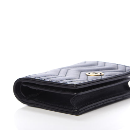 Gucci Calfskin Matelasse GG Marmont Card Case Wallet Black 6 of 10