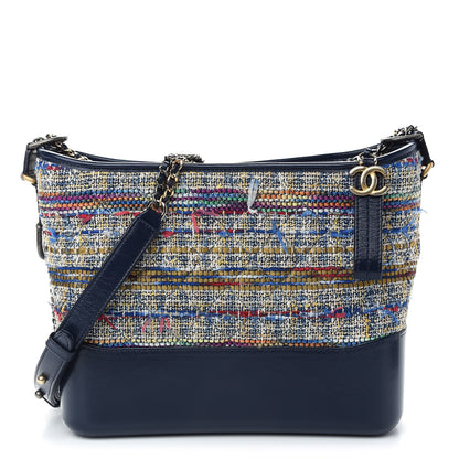 Chanel Tweed Calfskin Quilted Medium Gabrielle Hobo Navy 1 of 9