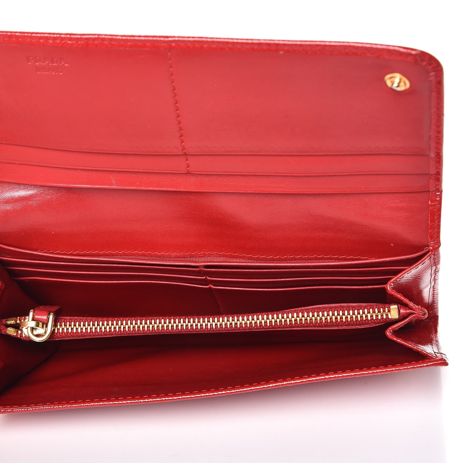 Prada Saffiano Vernice Bow Continental Wallet Rosso 5 of 9