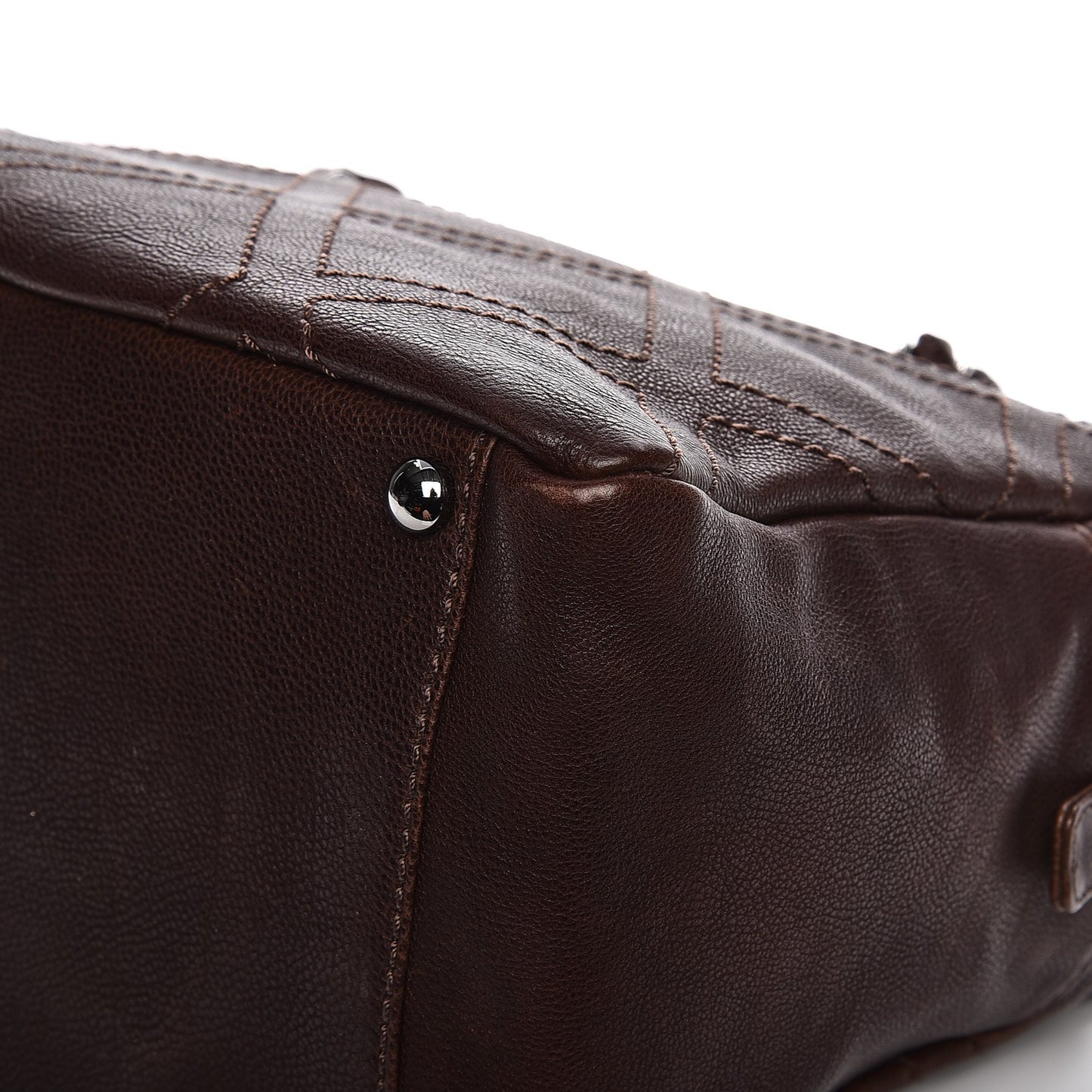 Calfskin Small Diamond Stitch Tote Dark Brown