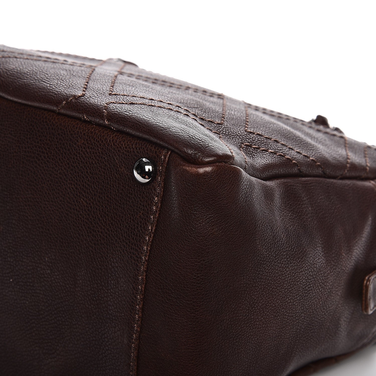 Chanel Calfskin Small Diamond Stitch Tote Dark Brown 12 of 12