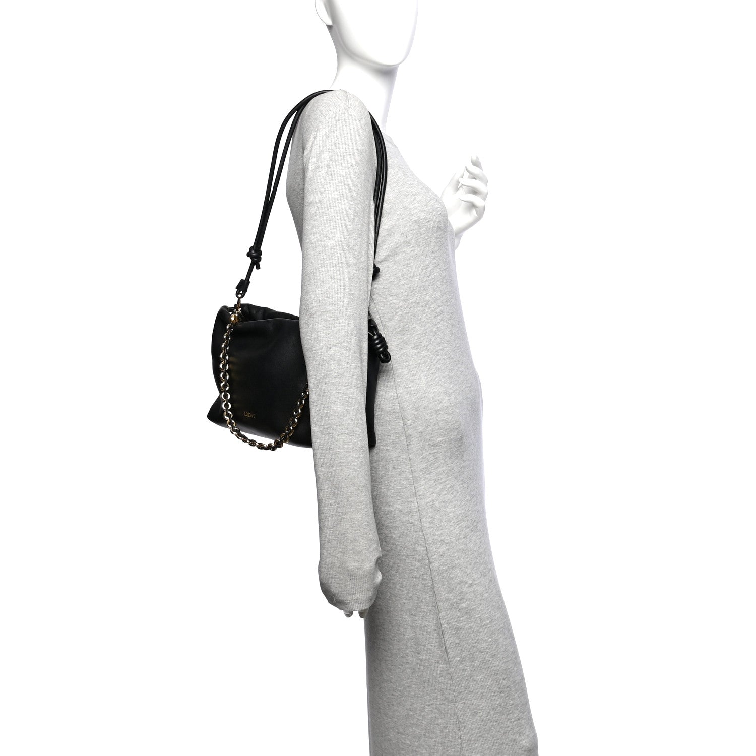 Loewe Mellow Nappa Medium Donut Chain Flamenco Knot Clutch Black 2 of 10