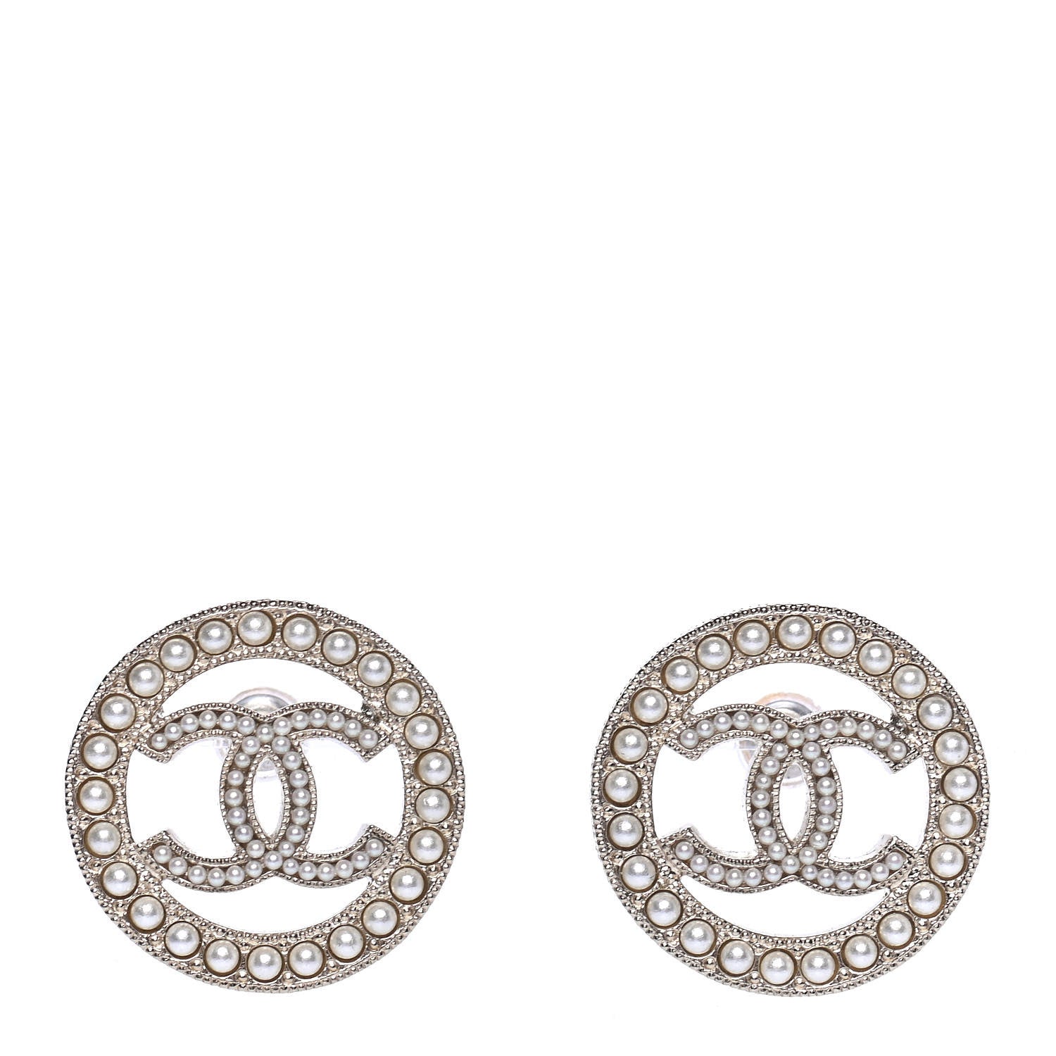 Chanel Pearl CC Round Earrings Gold 1 of 4