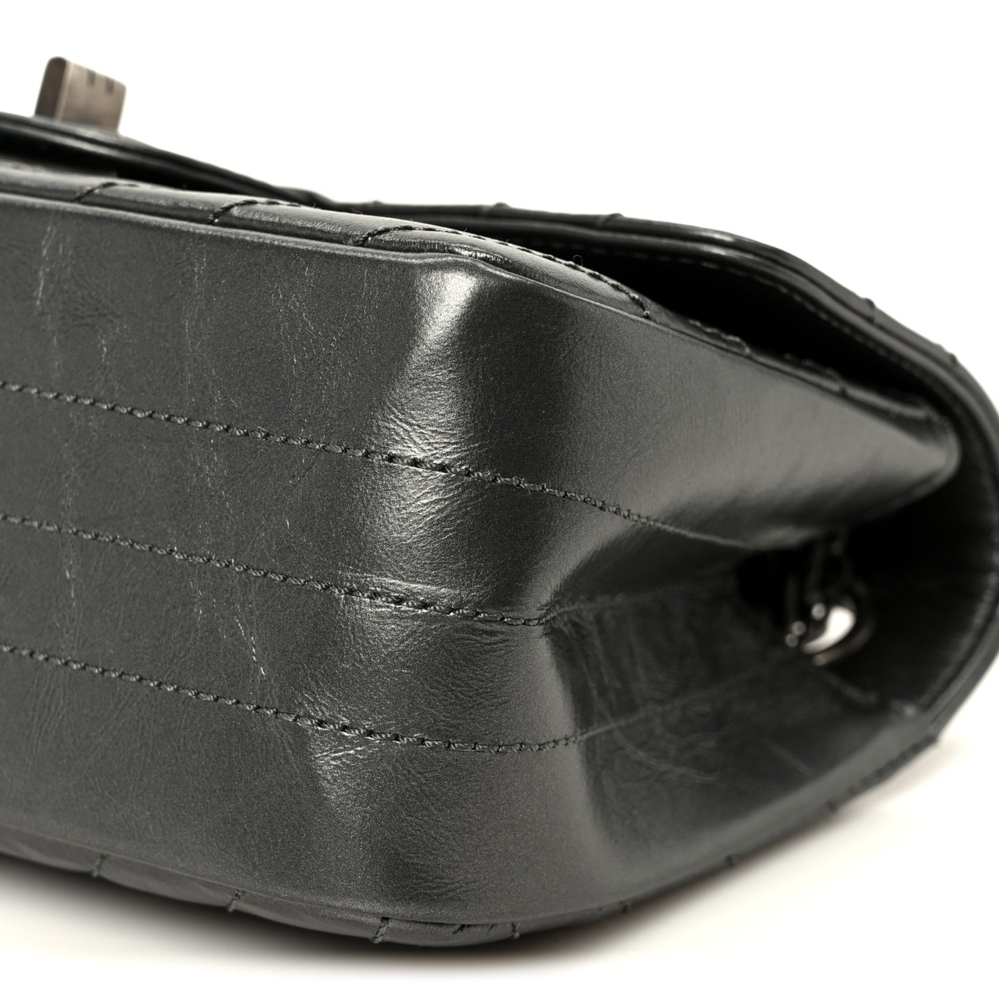 Metallic Aged Calfskin Chevron Quilted 2.55 Reissue Mini Flap Grey