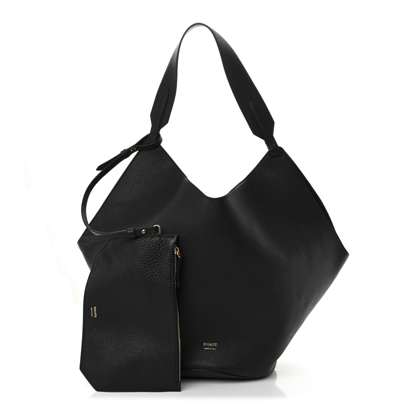 Pebbled Sport Calfskin Medium Lotus Tote Black