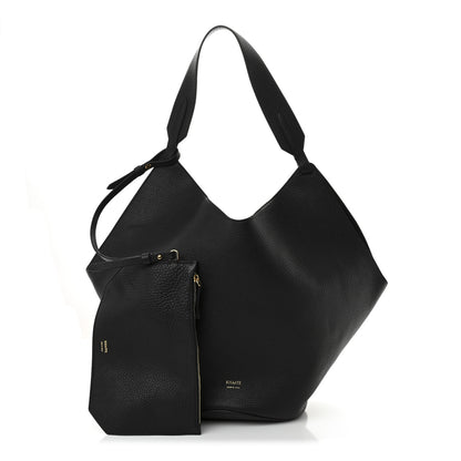 Khaite Pebbled Sport Calfskin Medium Lotus Tote Black 3 of 10
