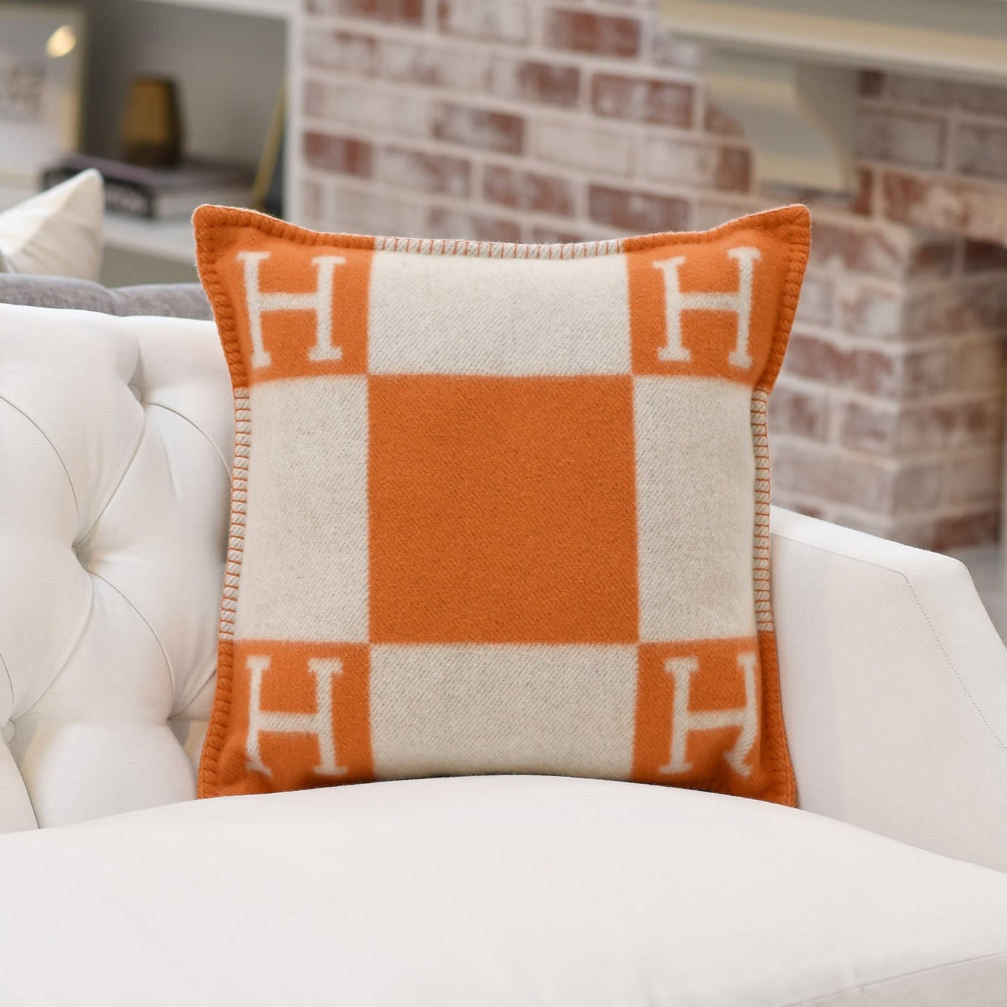 Wool Cashmere Avalon Pillow PM Ecru Potiron