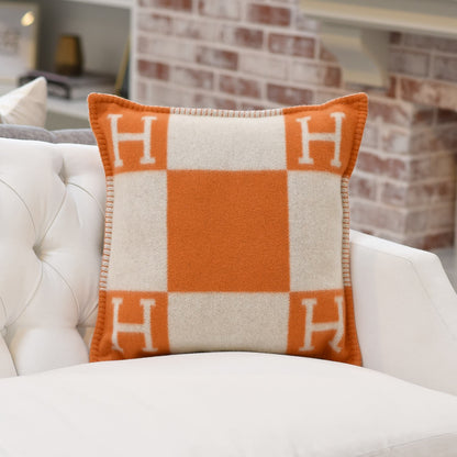 Hermes Wool Cashmere Avalon Pillow PM Ecru Potiron 2 of 7