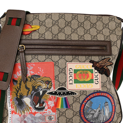 Gucci Soft GG Supreme Monogram Courrier Web Medium Flat Messenger Bag Beige New Acero Multicolor 8 of 10