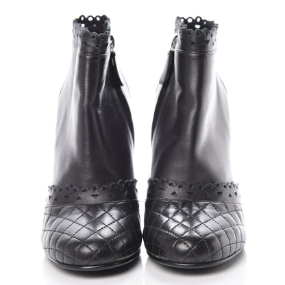 Chanel Lambskin Quilted Perforated Lace Short Booties 38 Black 2 of 10